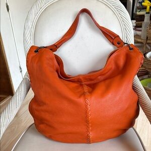 BOTTEGA VENETA Intrecciato Beautiful Orange Leather Loop Hobo! XL! Mint!